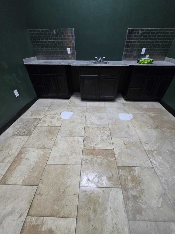 Break room cabinets & tile
