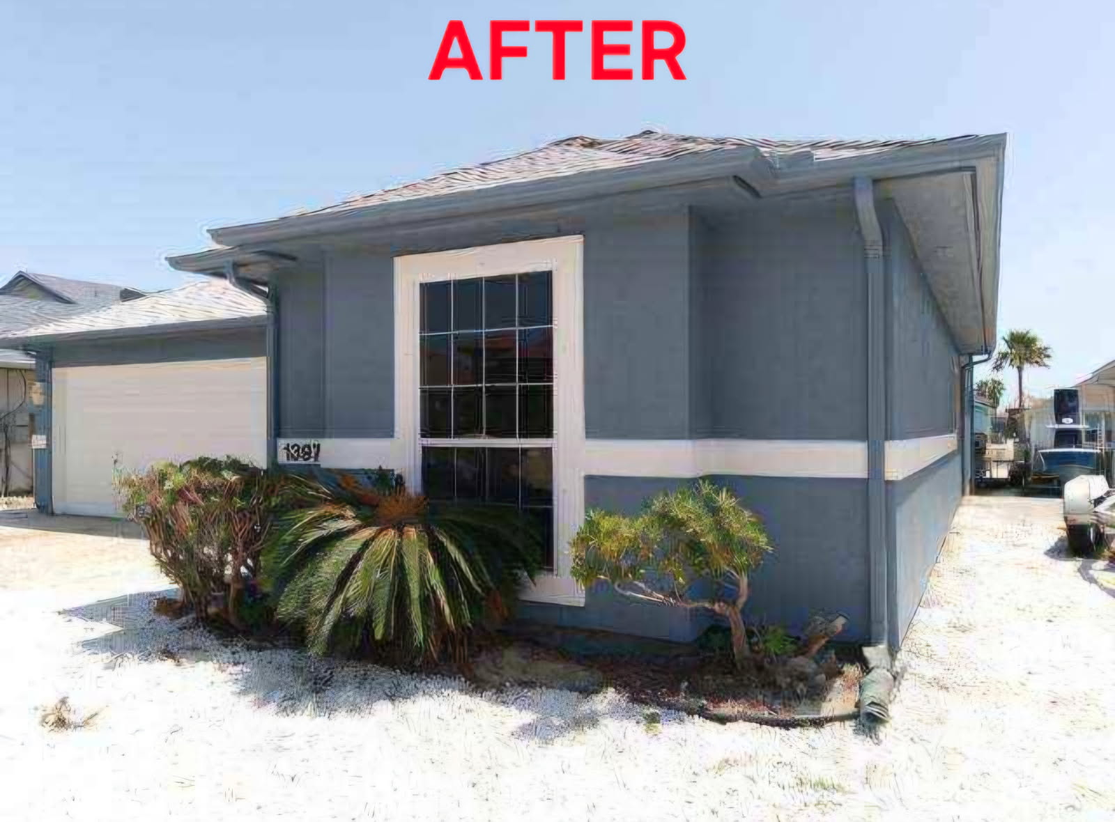 After — corner view, new trim colors