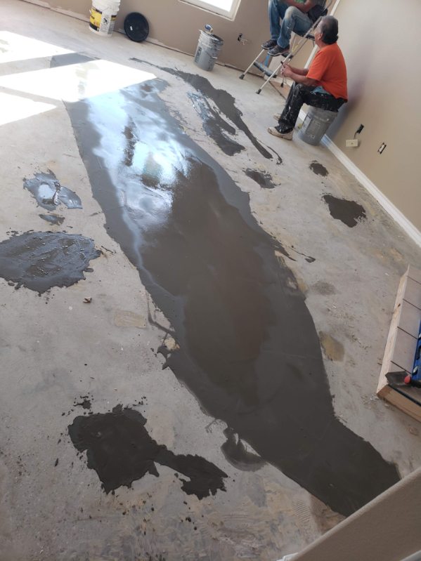 Leveling compound before flooring
