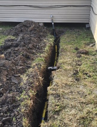 Gas line connection at the house