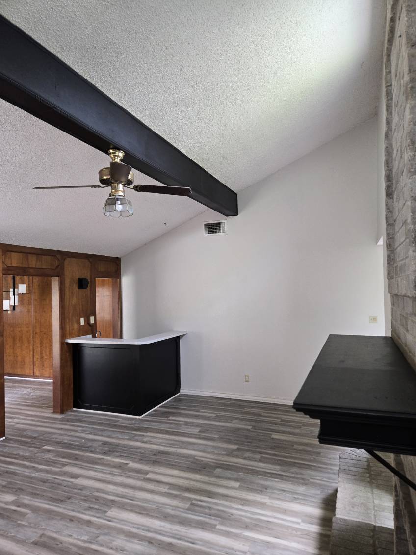 Living area update — beam & brick