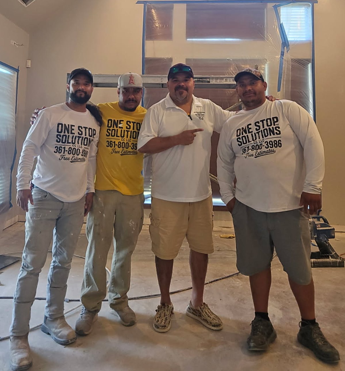 Camilo Pena and the One Stop Solutions CC crew on a Corpus Christi remodel job site