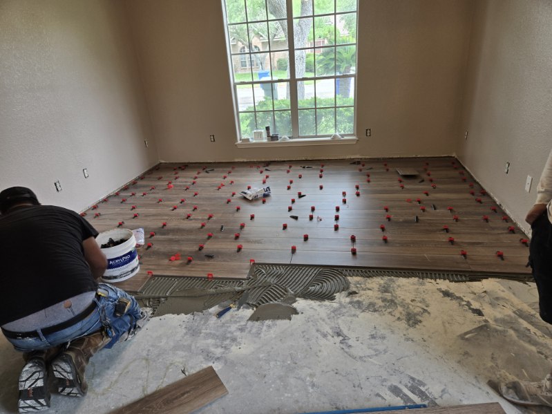 Wood-look tile installation